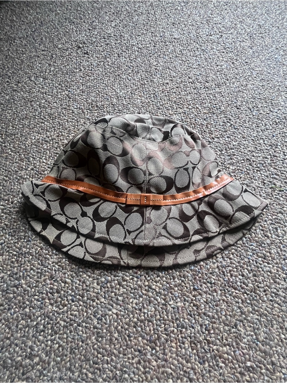 Coach Brown Signature Logo Bucket Hat with Tan Trim